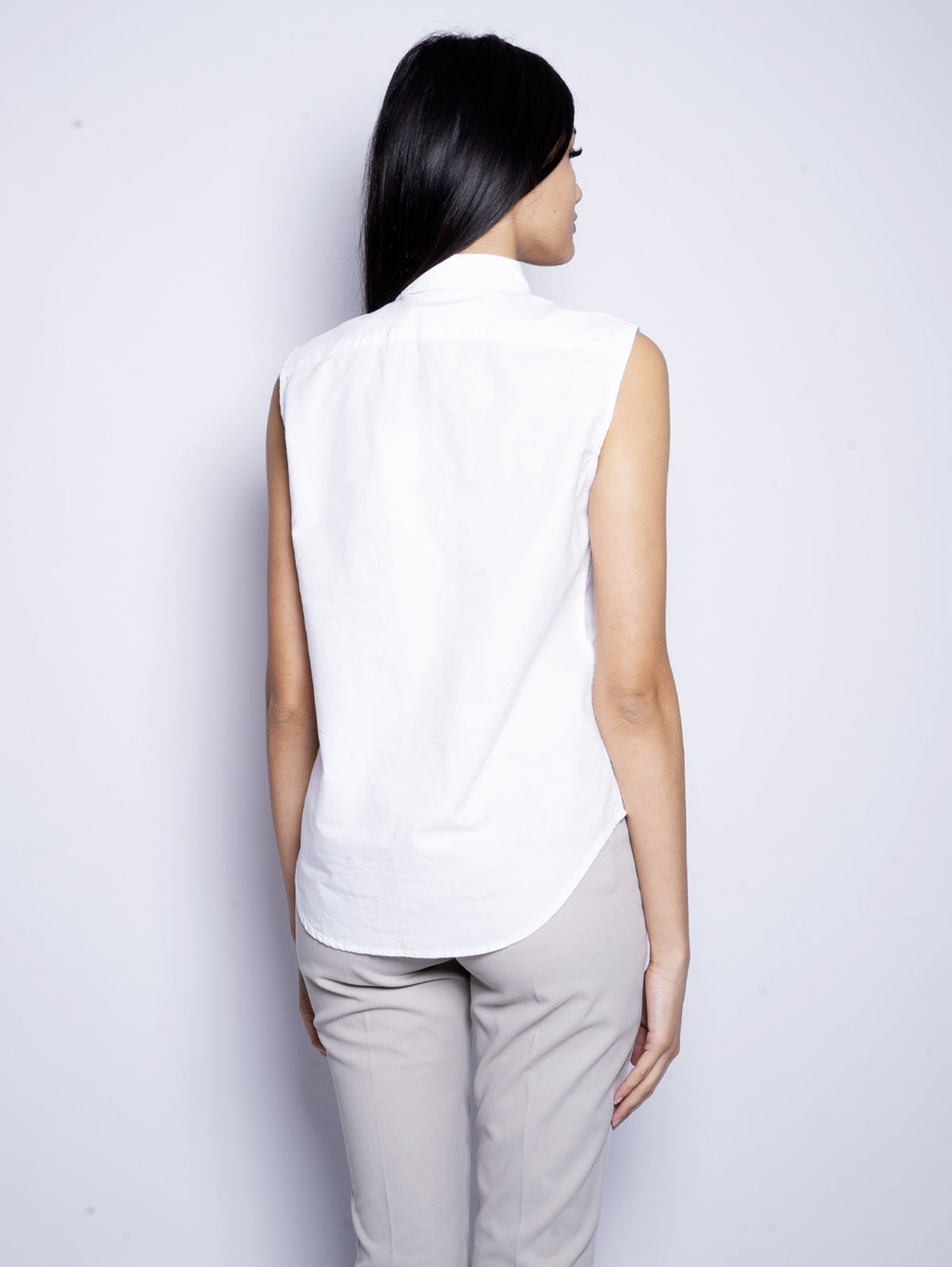 2026 New Arrival Camicia Oxford Senza Maniche Bianco
