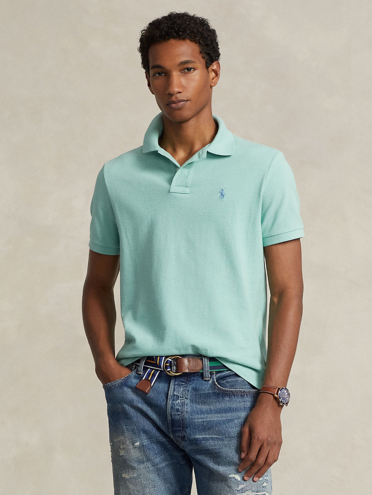 2026 New Arrival Polo in Mesh Slim Fit Acqua