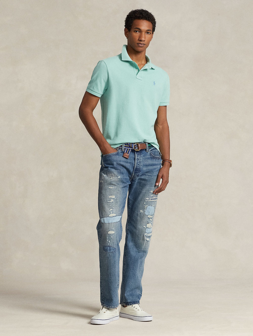 2026 New Arrival Polo in Mesh Slim Fit Acqua