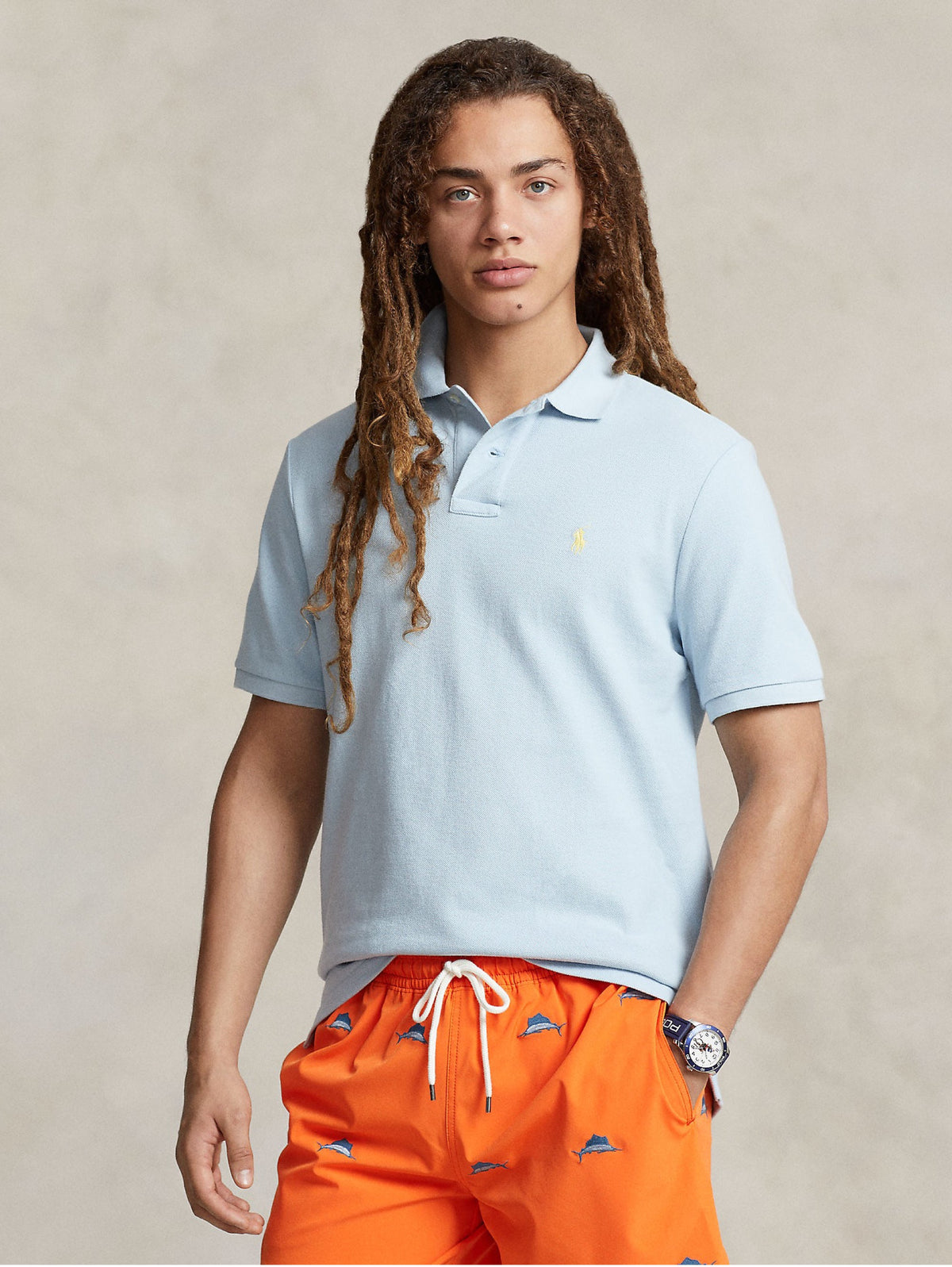 2026 New Arrival Polo in Mesh Slim Fit Blu Cielo