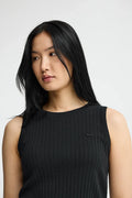 2026 New Arrival Black sleeveless ribbed T-shirt with Polo Club logo