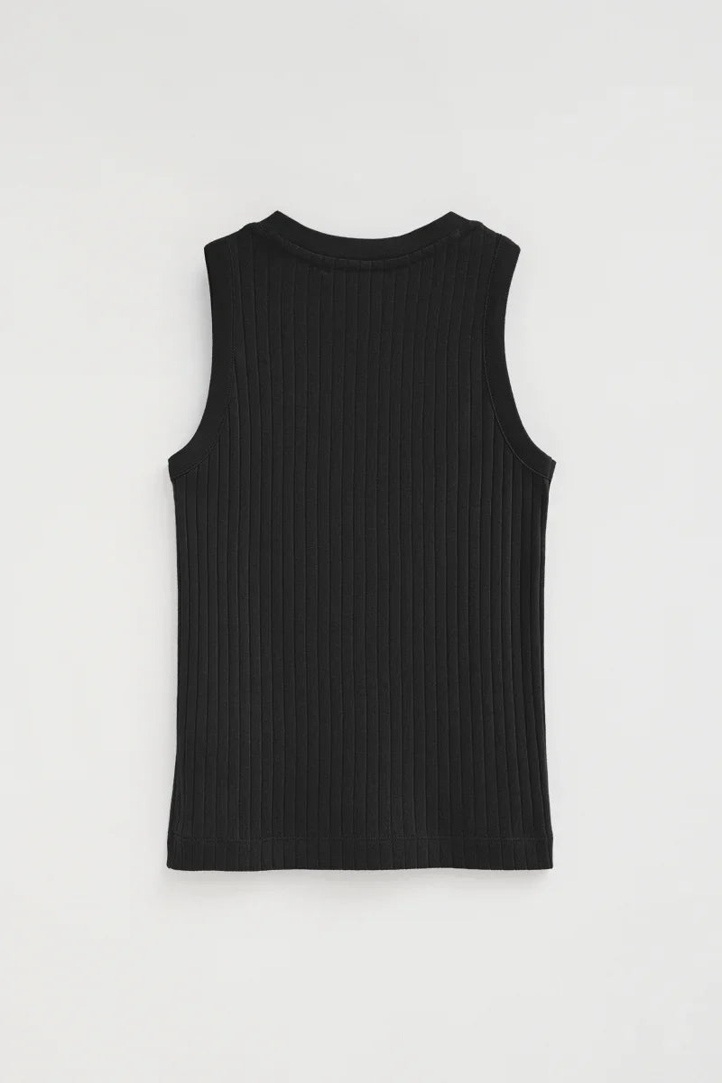 2026 New Arrival Black sleeveless ribbed T-shirt with Polo Club logo