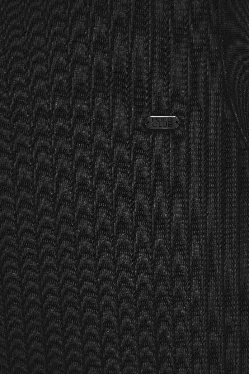 2026 New Arrival Black sleeveless ribbed T-shirt with Polo Club logo