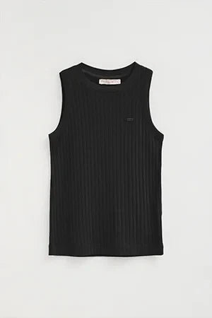 2026 New Arrival Black sleeveless ribbed T-shirt with Polo Club logo