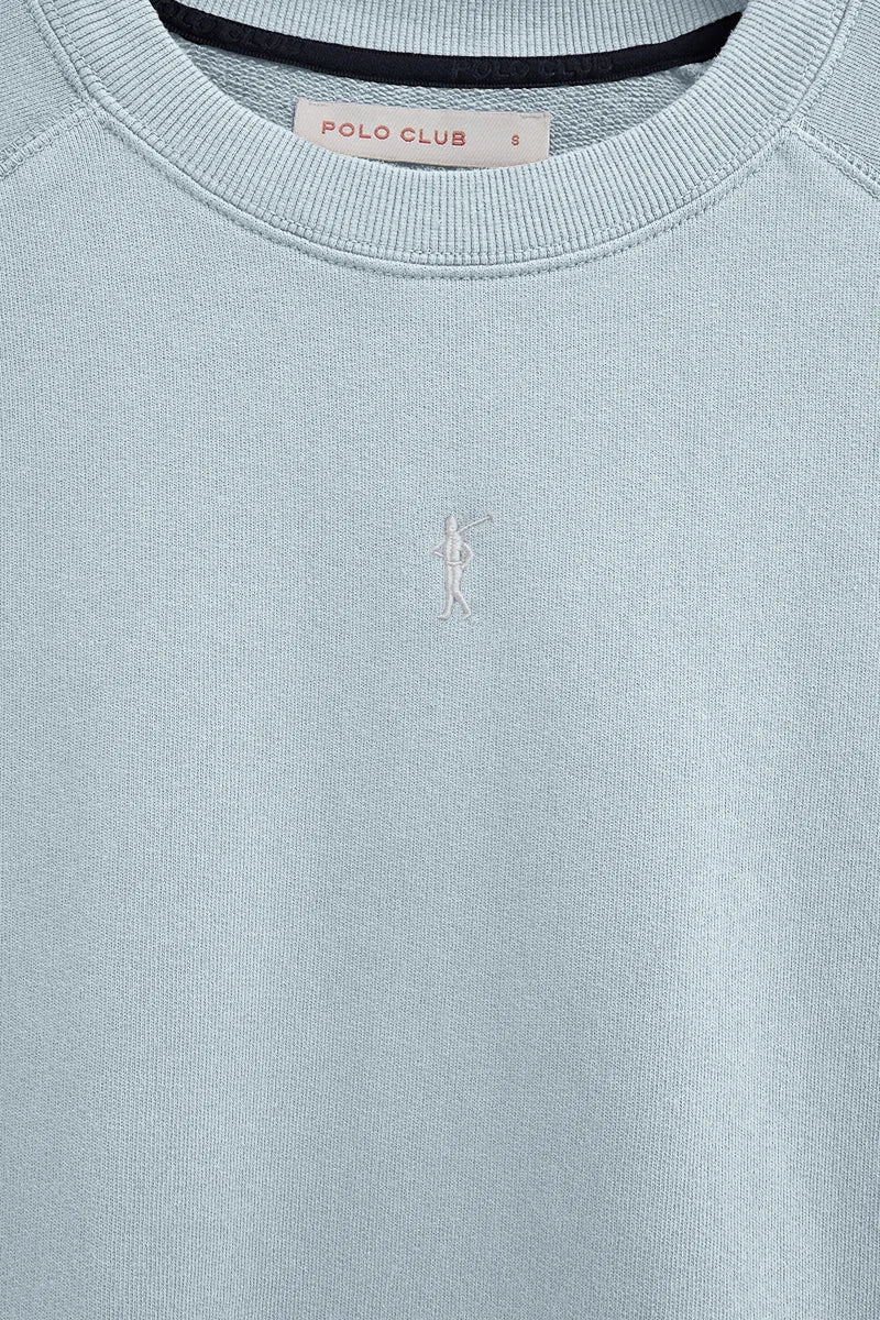 2026 New Arrival Light-blue sweatshirt with raglan sleeves and Rigby Go embroidery