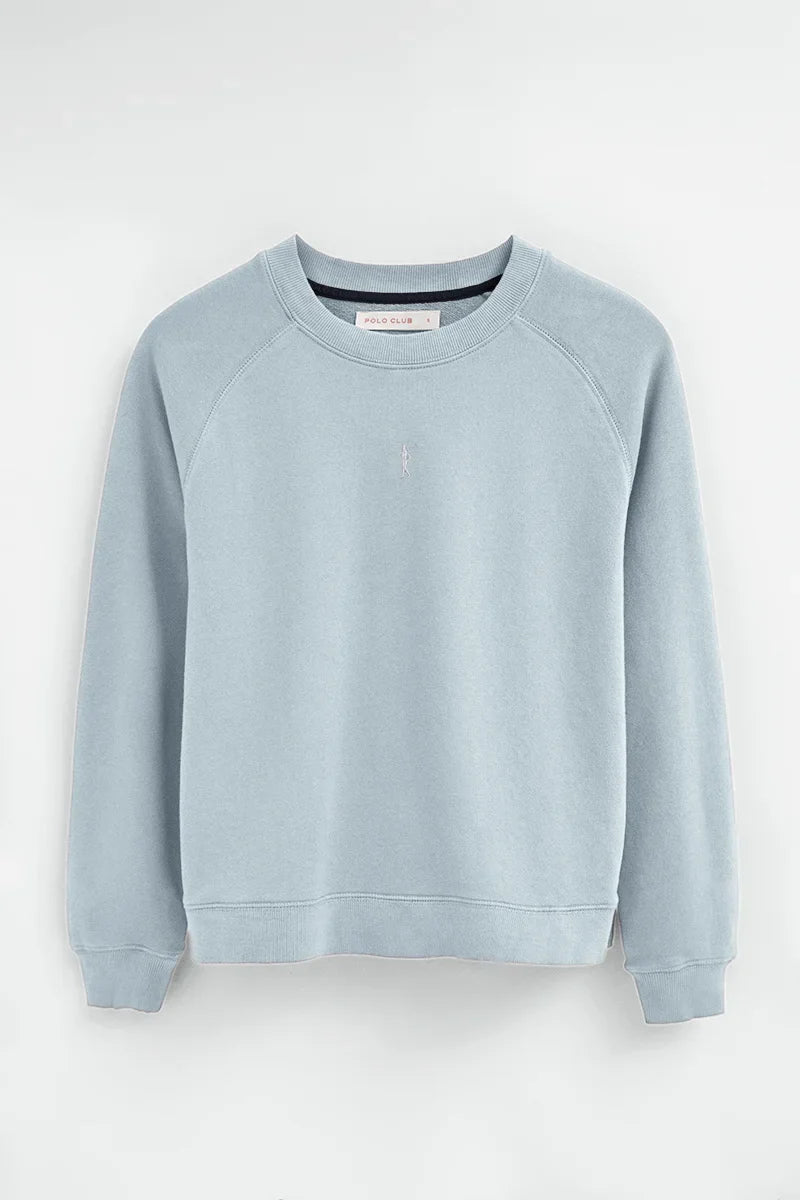 2026 New Arrival Light-blue sweatshirt with raglan sleeves and Rigby Go embroidery