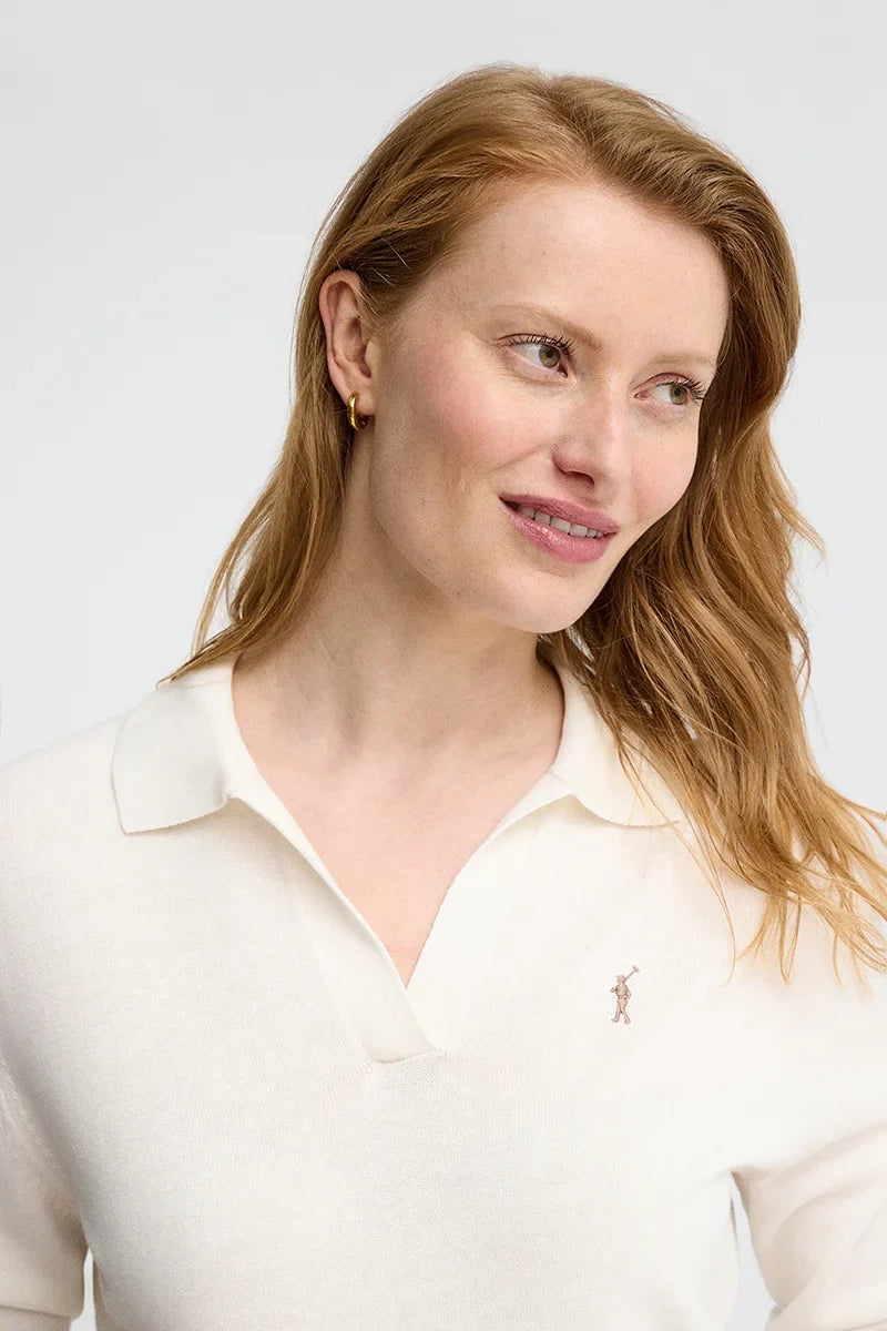 2026 New Arrival Nude jumper with polo collar and Rigby Go logo