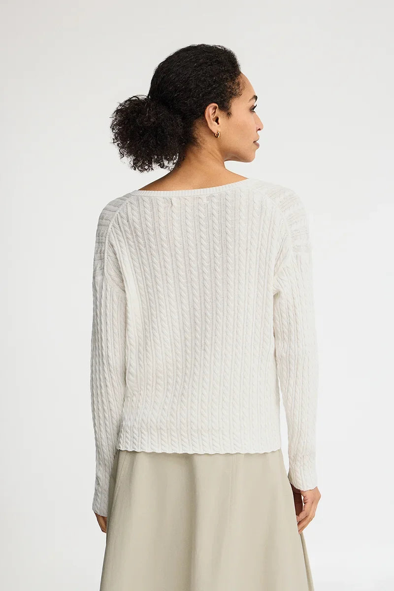 2026 New Arrival Nude cable-knit jumper with V-neck and Polo Club logo