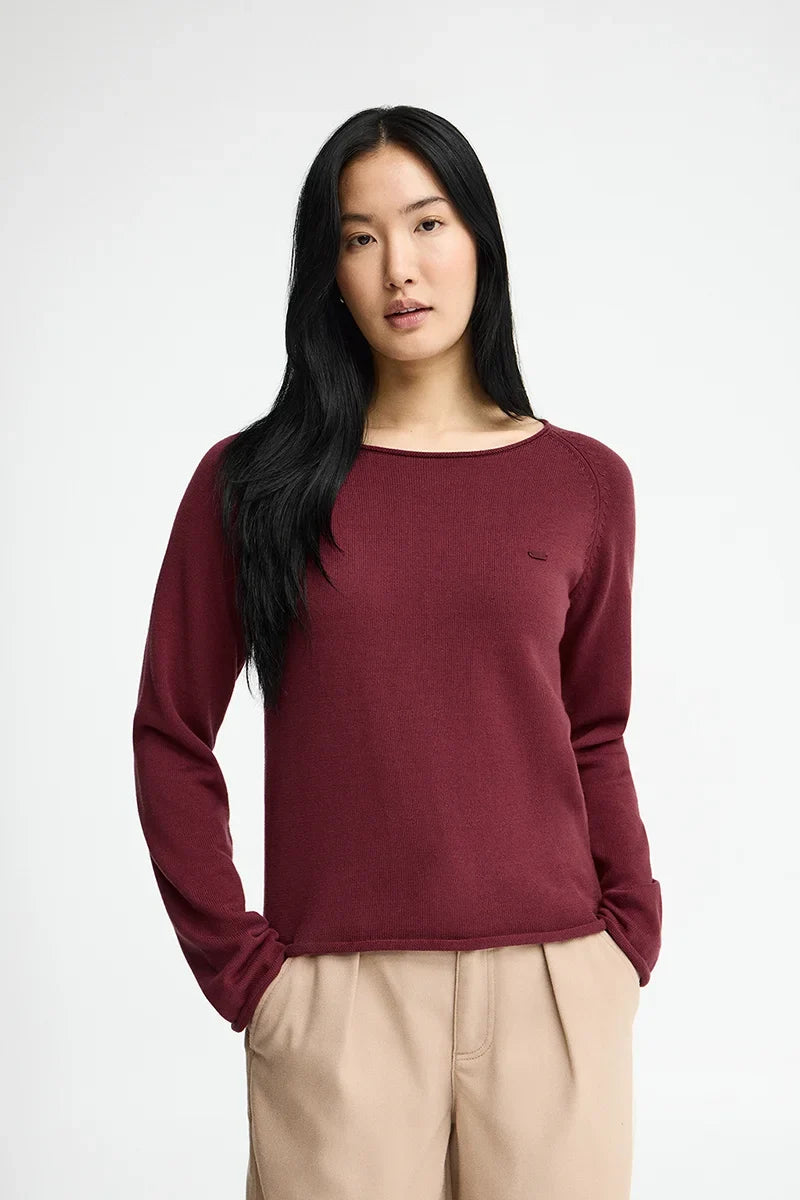 2026 New Arrival Wine jumper with slightly rolled-up details and Polo Club logo