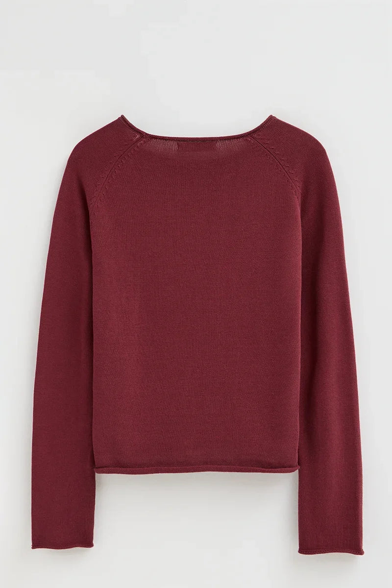 2026 New Arrival Wine jumper with slightly rolled-up details and Polo Club logo