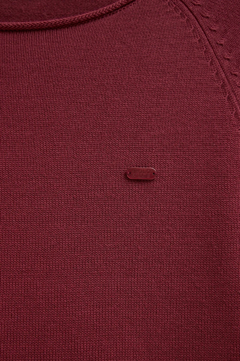 2026 New Arrival Wine jumper with slightly rolled-up details and Polo Club logo