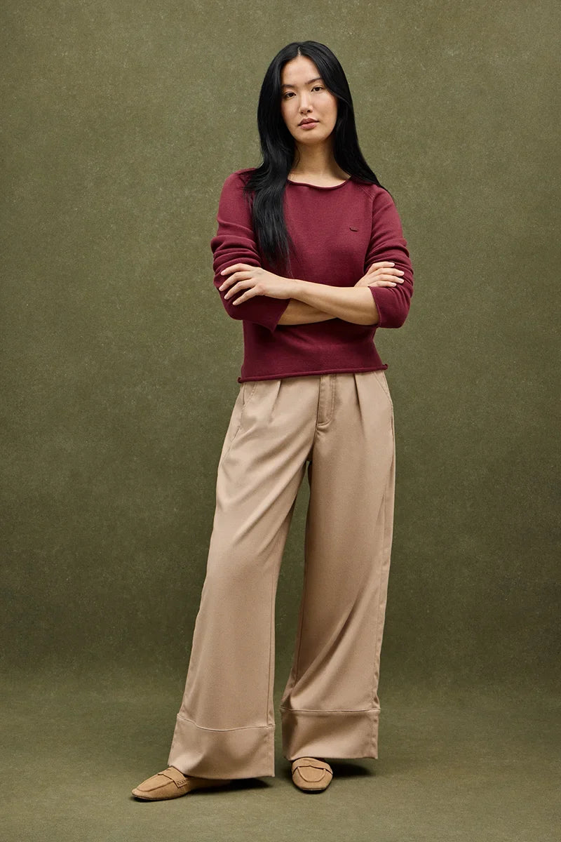 2026 New Arrival Wine jumper with slightly rolled-up details and Polo Club logo
