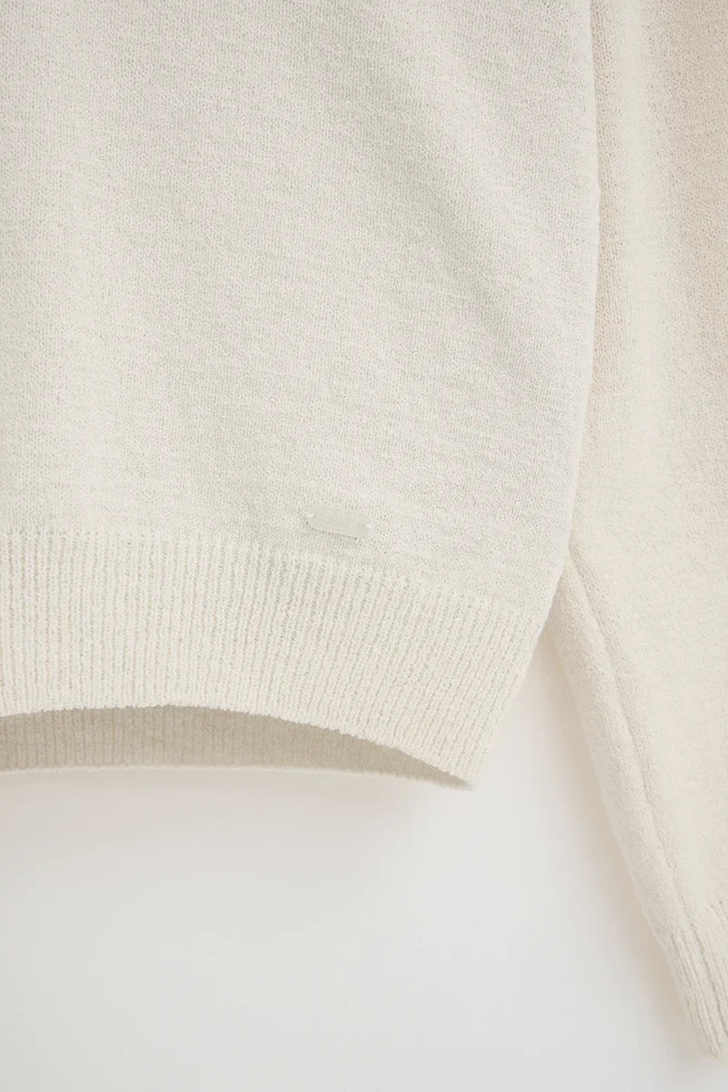 2026 New Arrival Beige rustic-knit jumper with V-neck and Polo Club logo