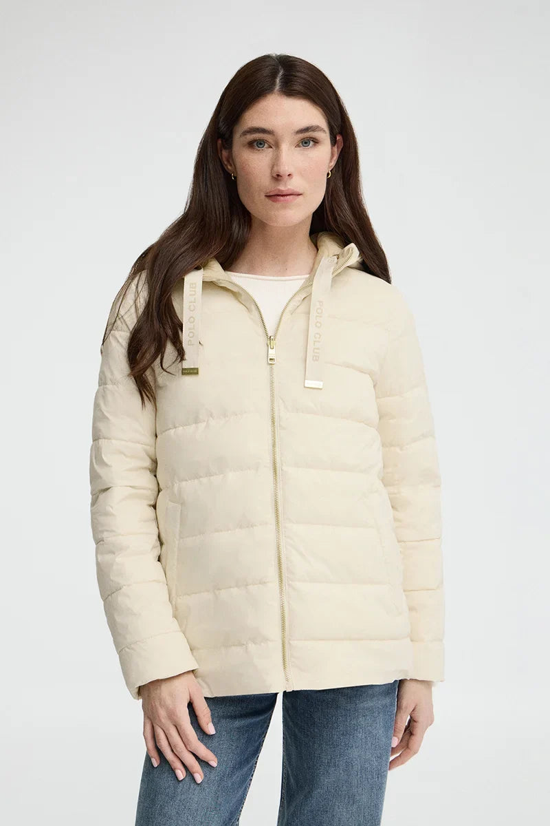2026 New Arrival Nude/beige reversible jacket Agueda with Polo Club rubberised logo