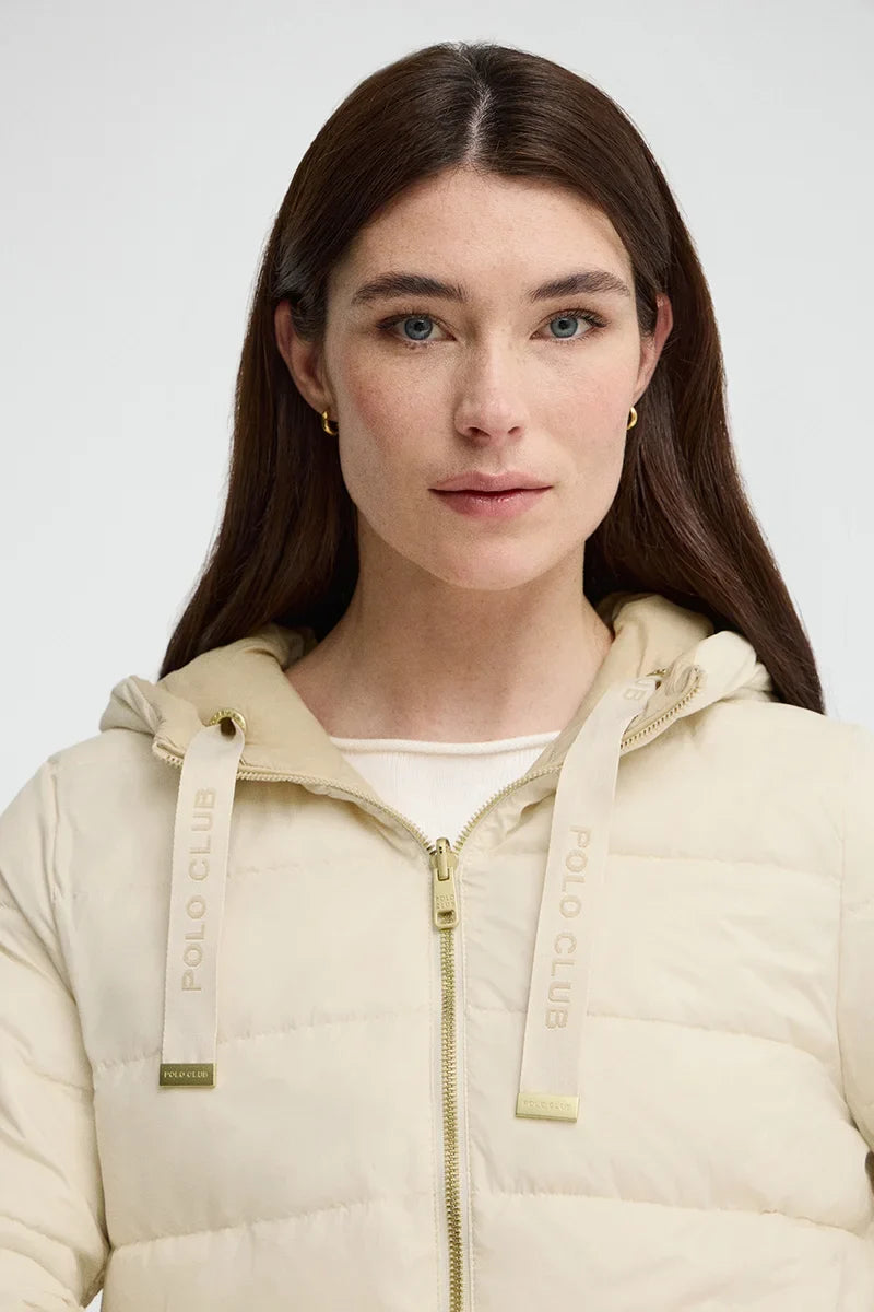 2026 New Arrival Nude/beige reversible jacket Agueda with Polo Club rubberised logo