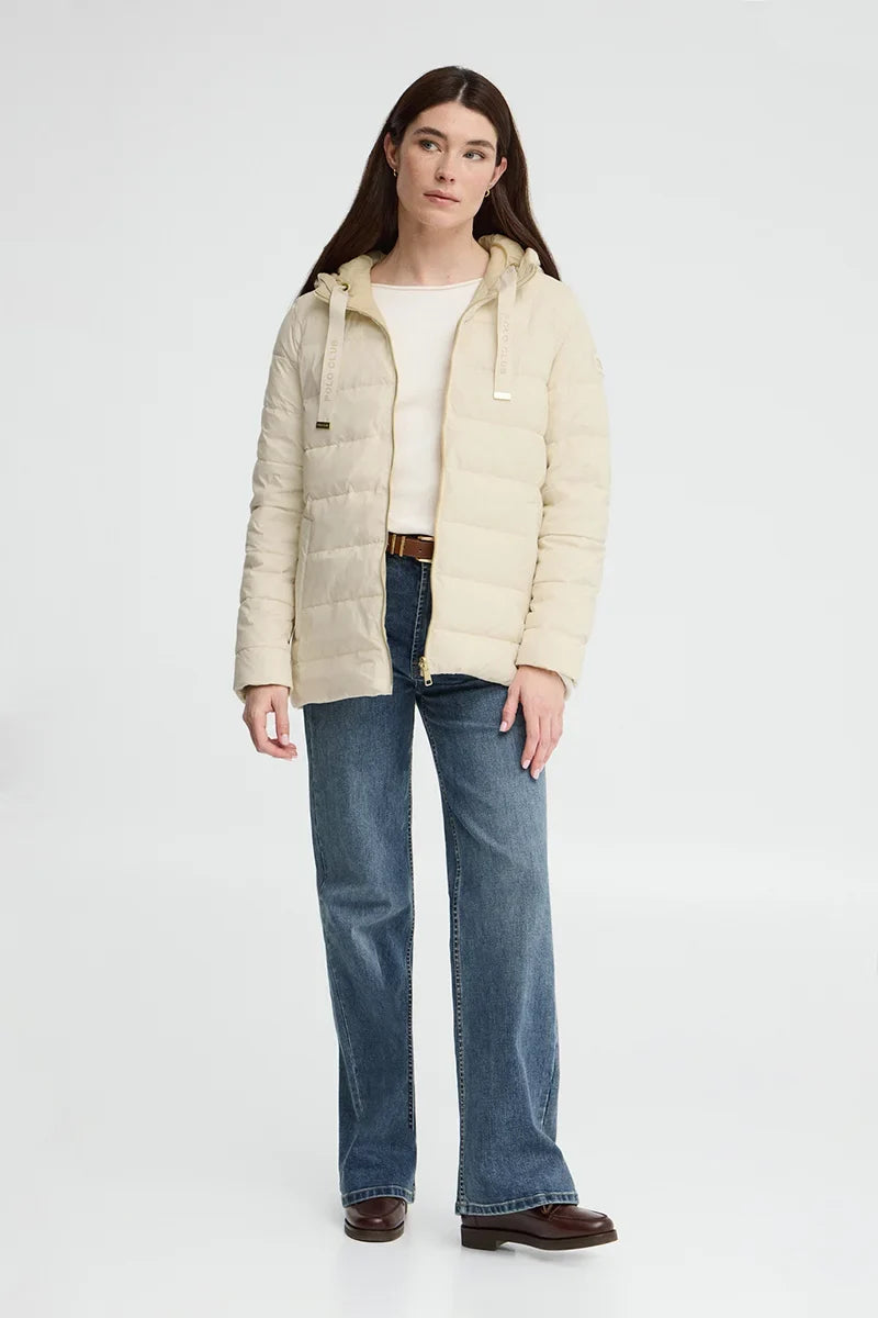 2026 New Arrival Nude/beige reversible jacket Agueda with Polo Club rubberised logo