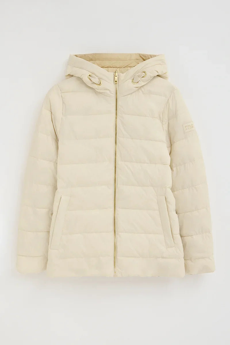 2026 New Arrival Nude/beige reversible jacket Agueda with Polo Club rubberised logo