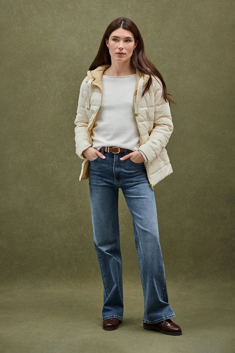 2026 New Arrival Nude/beige reversible jacket Agueda with Polo Club rubberised logo