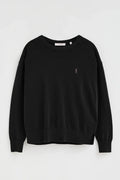 2026 New Arrival Black round-neck wool-blend jumper with Rigby Go embroidery