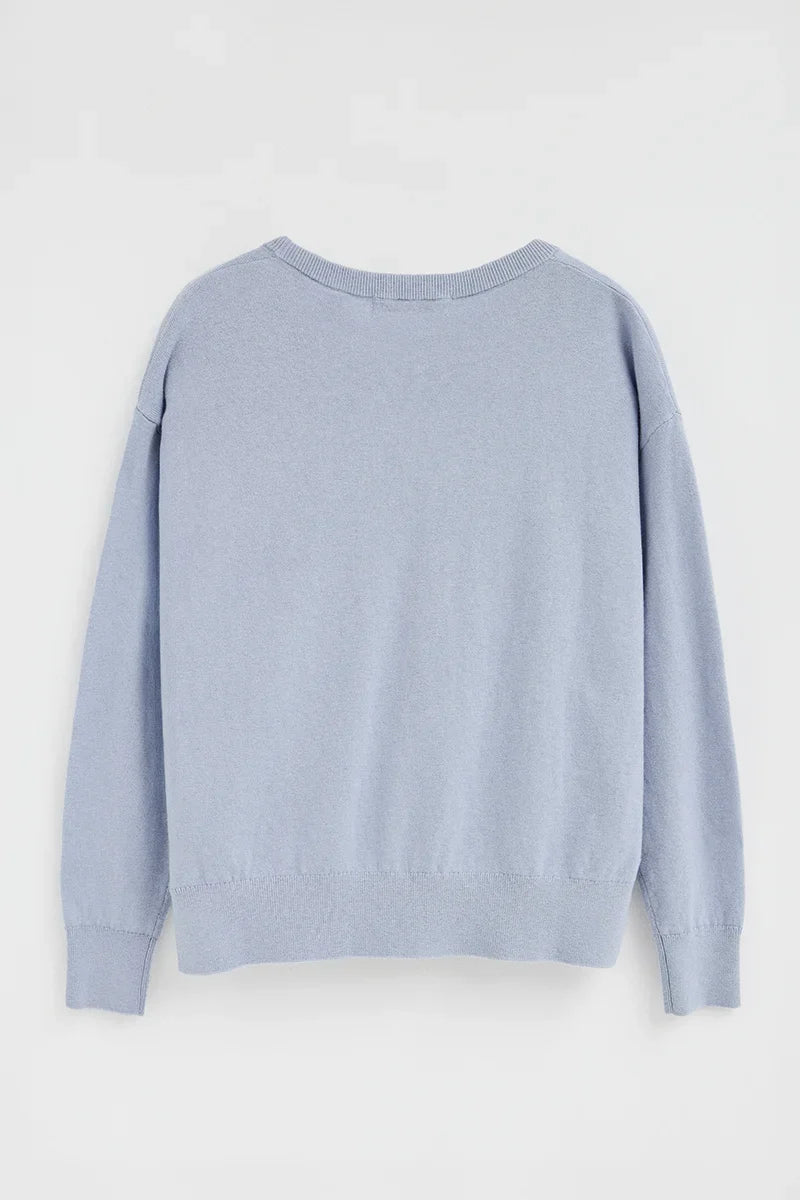 2026 New Arrival Light-blue round-neck wool-blend jumper with Rigby Go embroidery