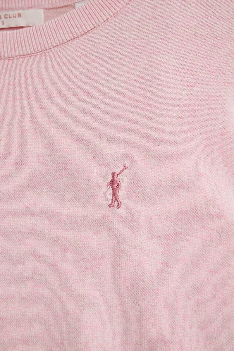 2026 New Arrival Pink-marl round-neck wool-blend jumper with Rigby Go embroidery