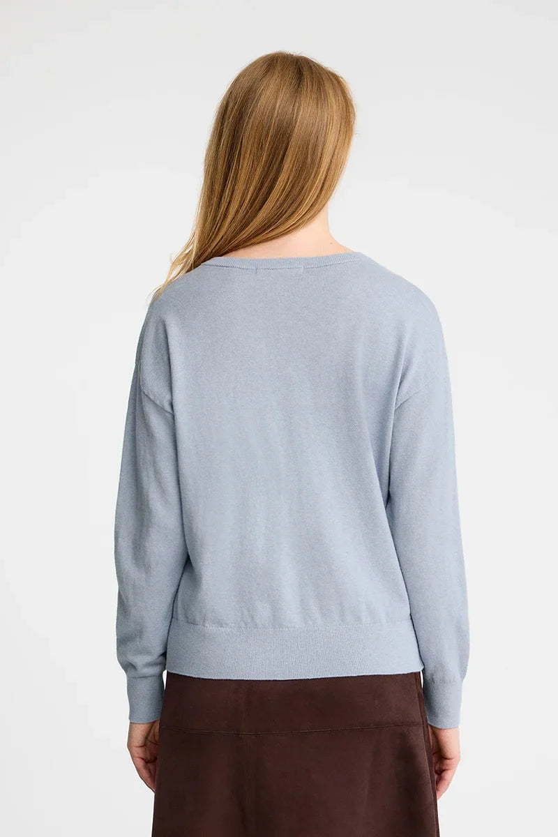 2026 New Arrival Light-blue-marl wool-blend jumper with V-neck Rigby Go