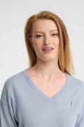2026 New Arrival Light-blue-marl wool-blend jumper with V-neck Rigby Go
