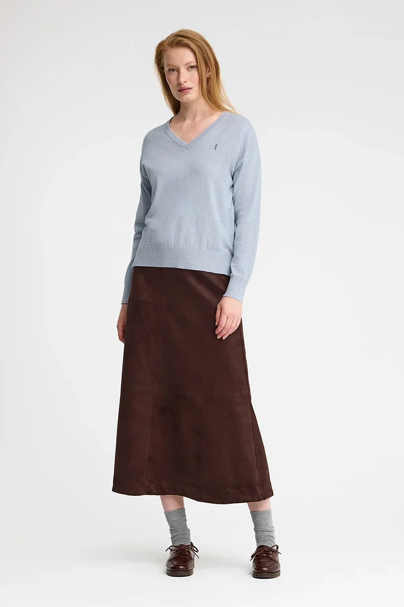 2026 New Arrival Light-blue-marl wool-blend jumper with V-neck Rigby Go
