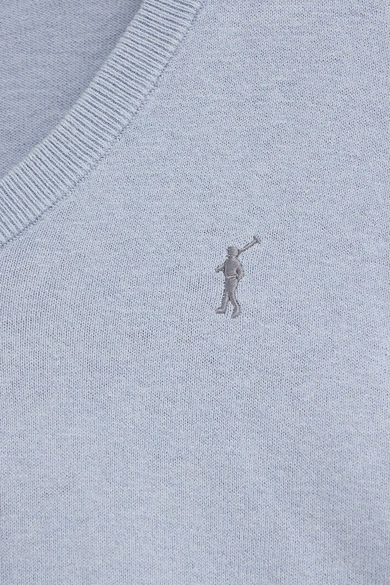 2026 New Arrival Light-blue-marl wool-blend jumper with V-neck Rigby Go