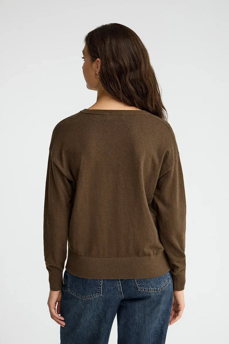 2026 New Arrival Brown wool-blend jumper with V-neck Rigby Go