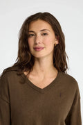 2026 New Arrival Brown wool-blend jumper with V-neck Rigby Go