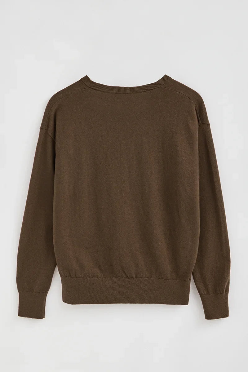 2026 New Arrival Brown wool-blend jumper with V-neck Rigby Go