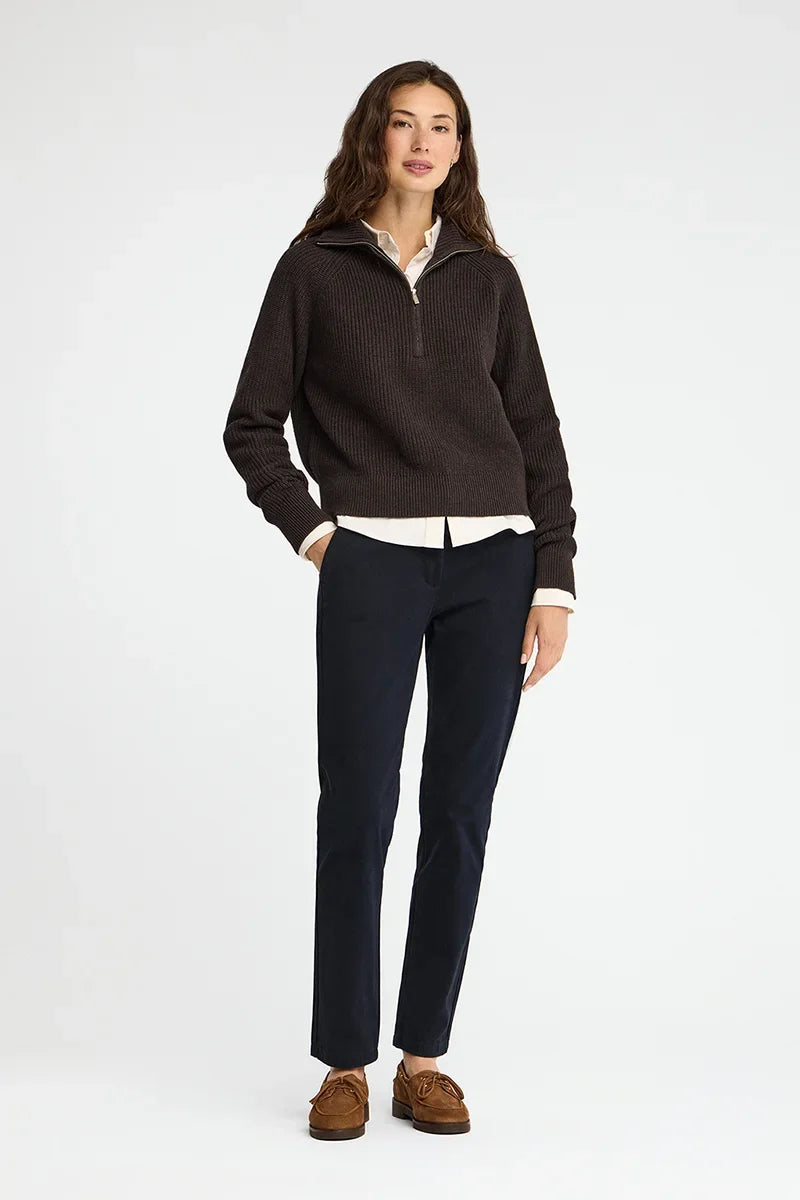 2026 New Arrival Dark-chocolate-marl fisherman-rib jumper with raglan sleeves Polo Club