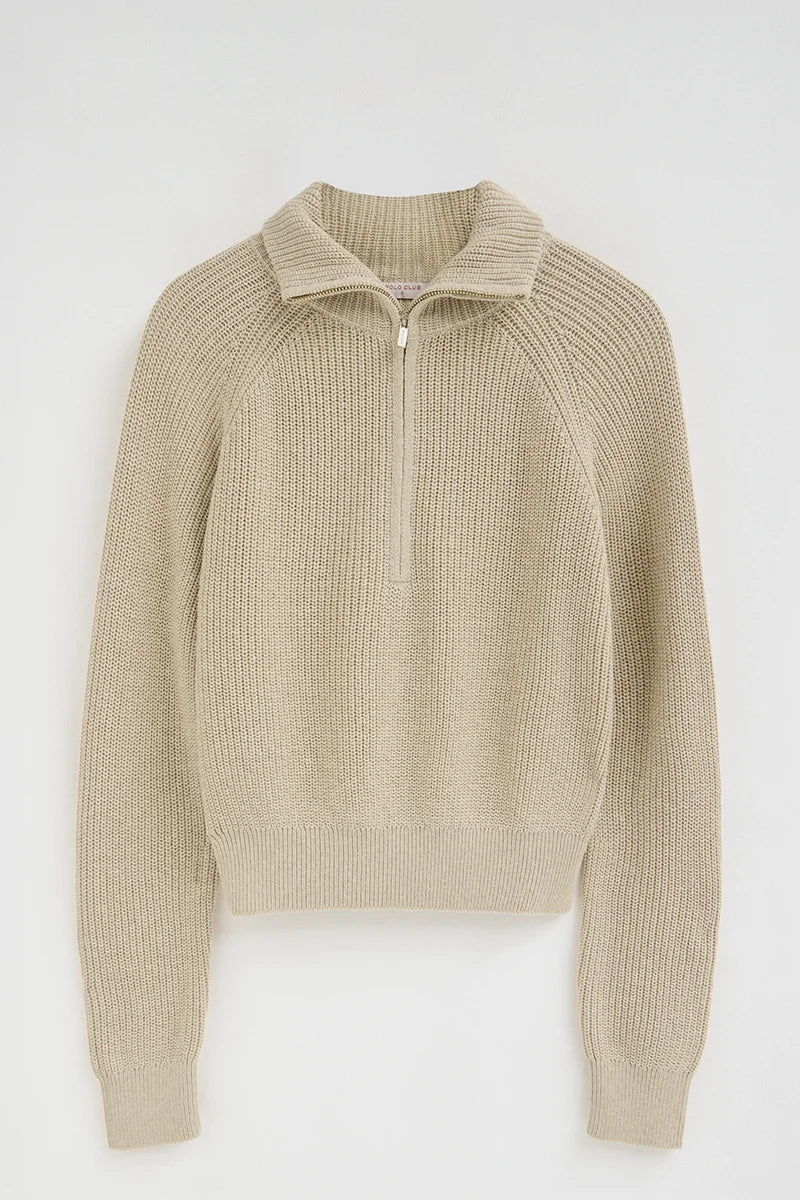 2026 New Arrival Grey-marl fisherman-rib jumper with raglan sleeves Polo Club