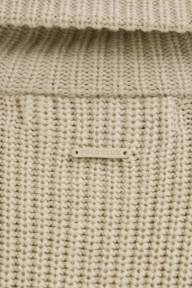 2026 New Arrival Grey-marl fisherman-rib jumper with raglan sleeves Polo Club