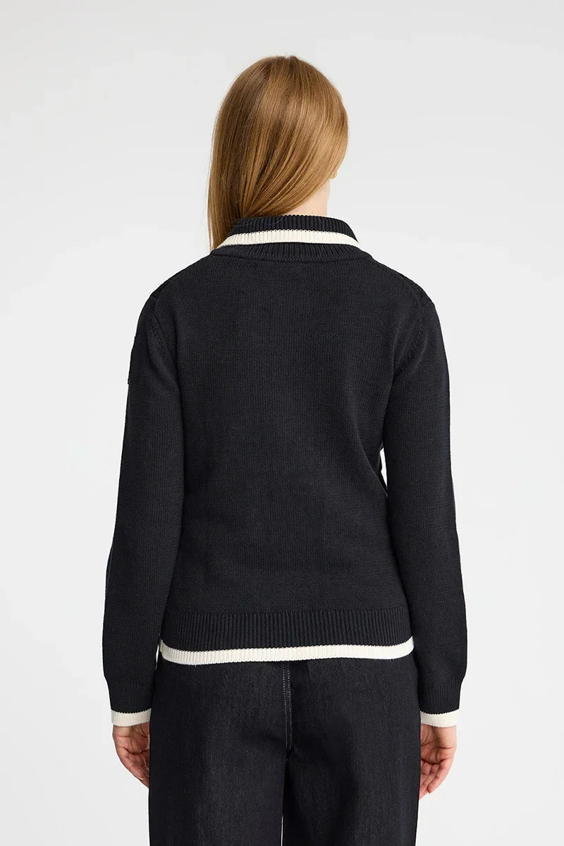 2026 New Arrival Navy-blue cable-knit cardigan with zip and Polo Club nautical patch