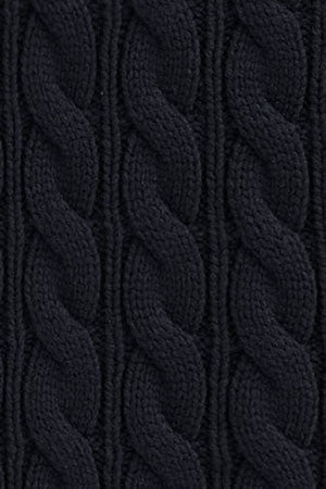 2026 New Arrival Navy-blue cable-knit cardigan with zip and Polo Club nautical patch