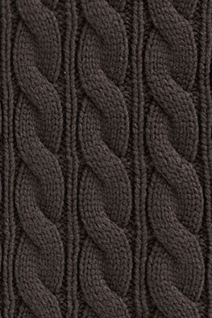 2026 New Arrival Dark-chocolate cable-knit cardigan with zip and nautical Polo Club patch