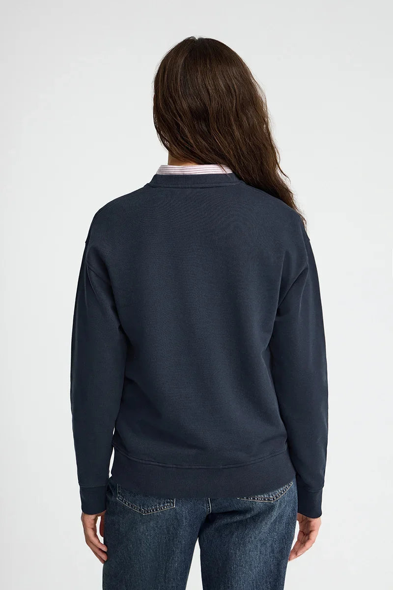 2026 New Arrival Navy-blue round-neck boxy-fit sweatshirt with Rigby Go embroidery