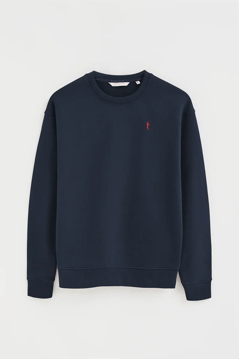 2026 New Arrival Navy-blue round-neck boxy-fit sweatshirt with Rigby Go embroidery