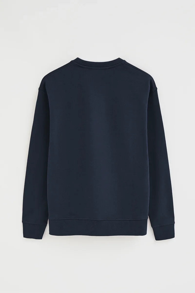 2026 New Arrival Navy-blue round-neck boxy-fit sweatshirt with Rigby Go embroidery