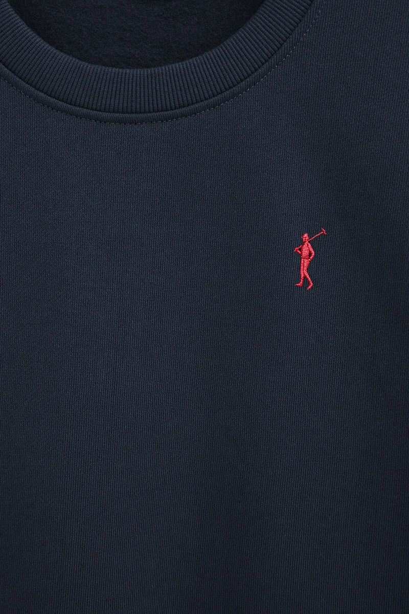 2026 New Arrival Navy-blue round-neck boxy-fit sweatshirt with Rigby Go embroidery