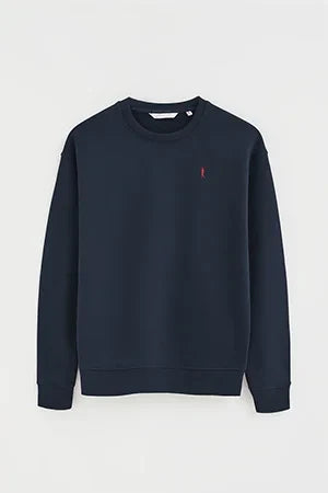 2026 New Arrival Navy-blue round-neck boxy-fit sweatshirt with Rigby Go embroidery