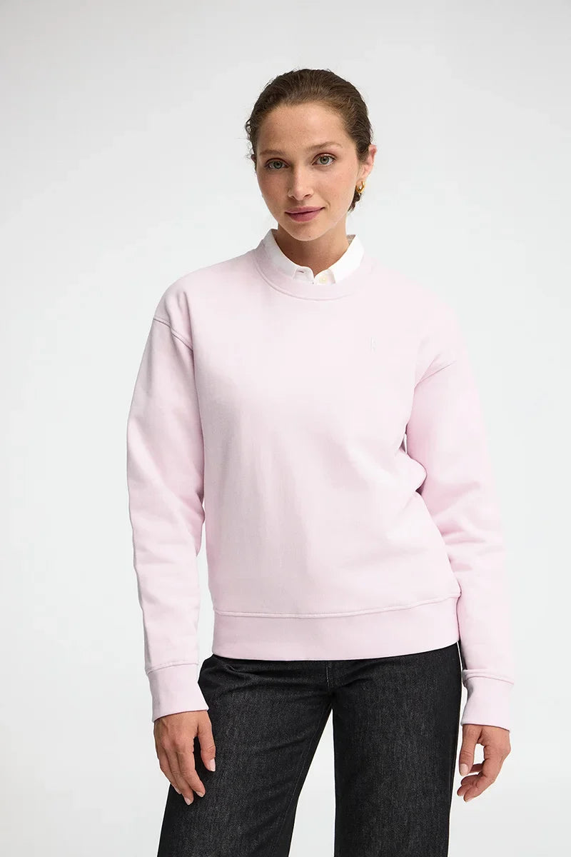 2026 New Arrival Pink round-neck boxy-fit sweatshirt with Rigby Go embroidery