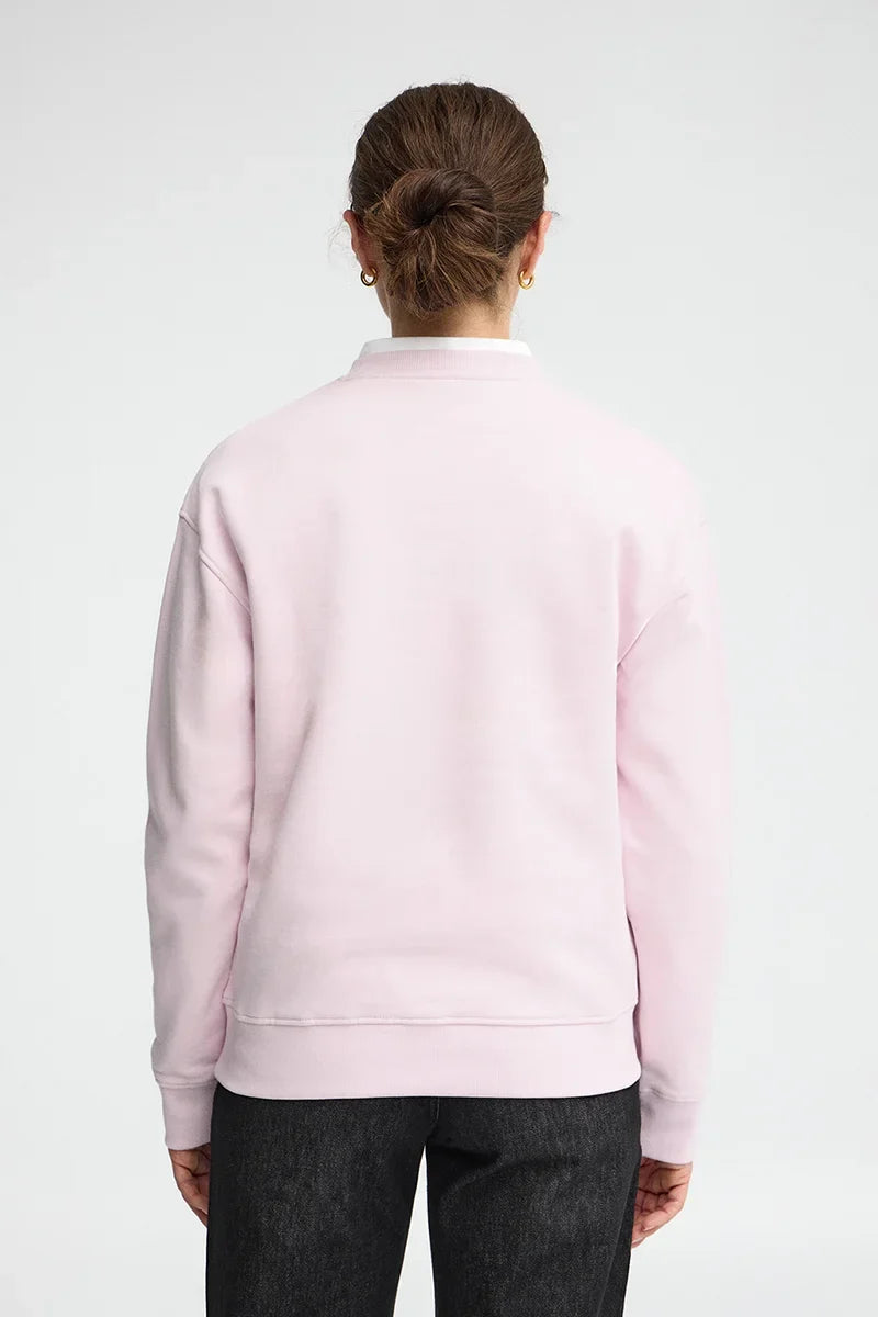 2026 New Arrival Pink round-neck boxy-fit sweatshirt with Rigby Go embroidery