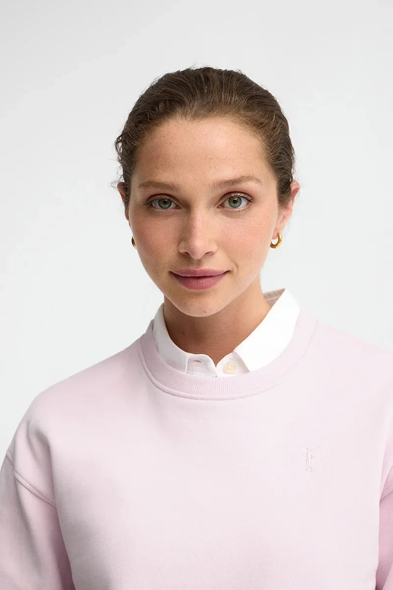 2026 New Arrival Pink round-neck boxy-fit sweatshirt with Rigby Go embroidery