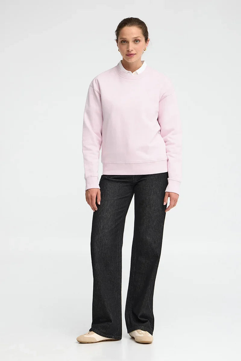 2026 New Arrival Pink round-neck boxy-fit sweatshirt with Rigby Go embroidery