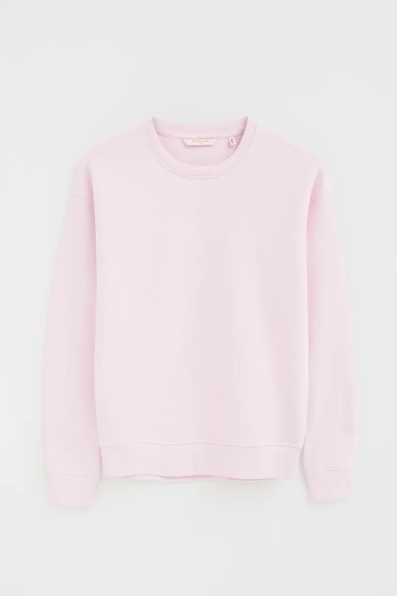 2026 New Arrival Pink round-neck boxy-fit sweatshirt with Rigby Go embroidery