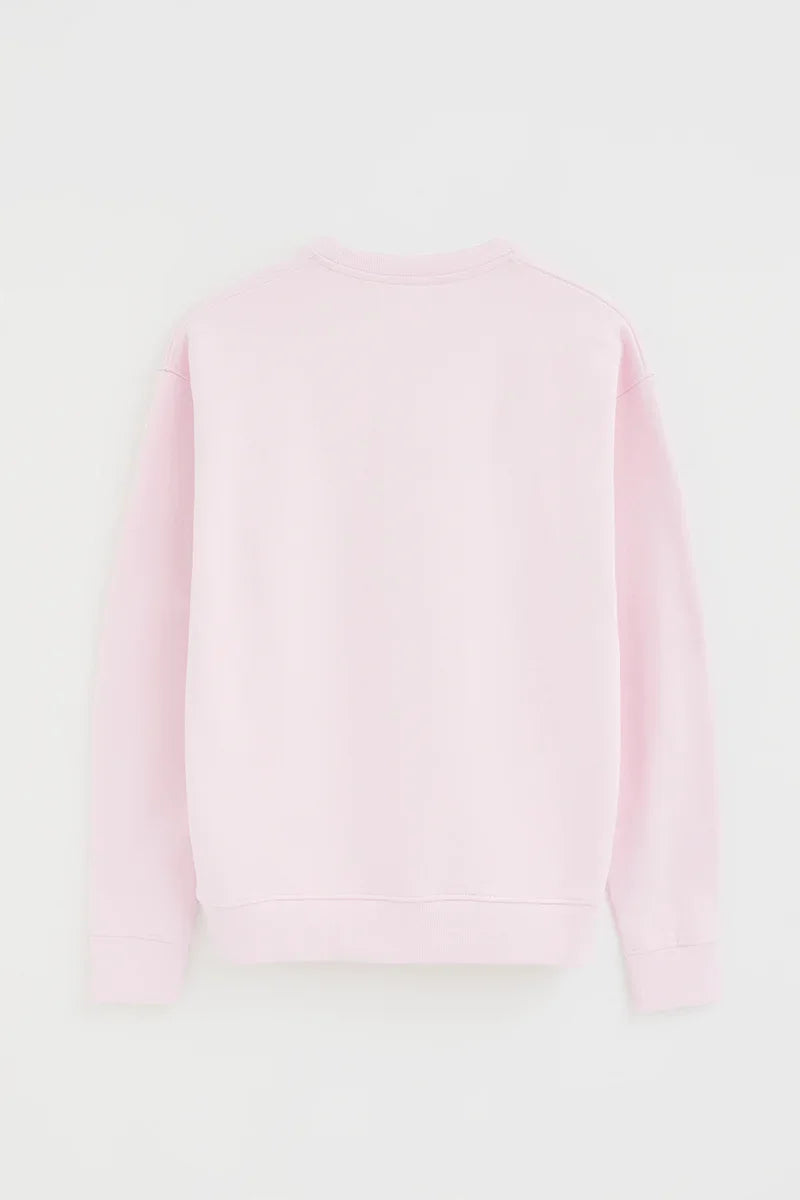2026 New Arrival Pink round-neck boxy-fit sweatshirt with Rigby Go embroidery