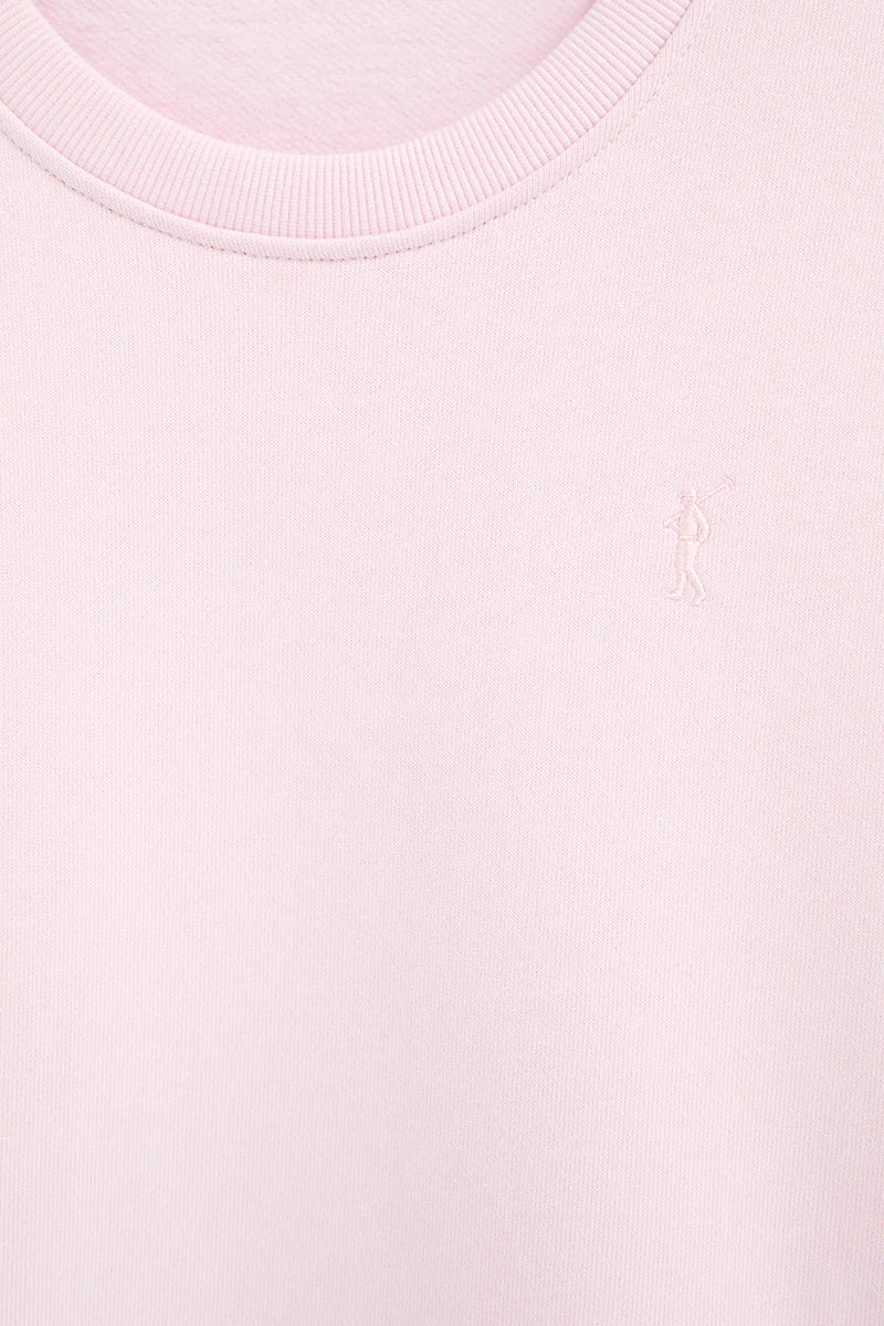 2026 New Arrival Pink round-neck boxy-fit sweatshirt with Rigby Go embroidery